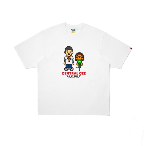 베이프 x스포티파이 x 센트럴 씨 콜라보 반팔 흰색