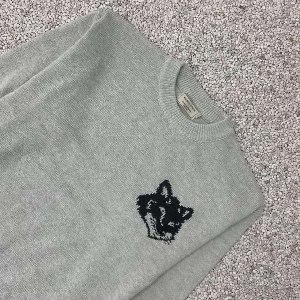 메종 키츠네 그레이 빅폭스니트