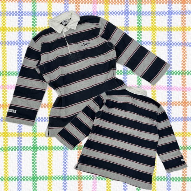 LR 단가라 7부 카라 긴팔 티셔츠 데코라 베이직 핀터 괴짜 