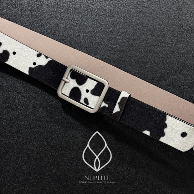 🌗 Cow hair belt / 카우 송치털 호피 벨트