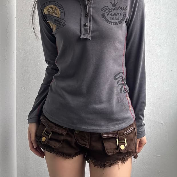 Vintage Camo Detail Collared Long Sleeve