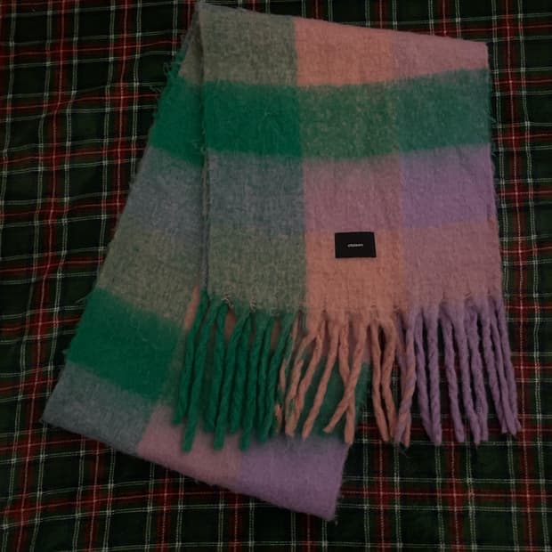Pink green combo muffler 빈티지 머플러