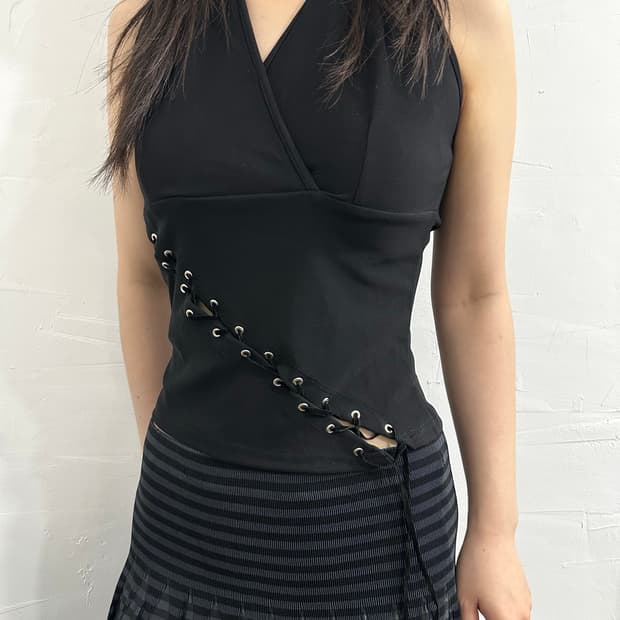 eyelet halterneck sleeveless