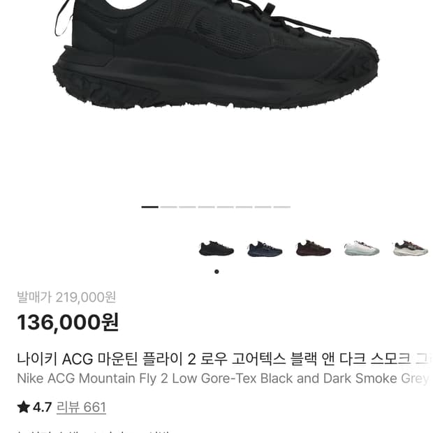 나이키 ACG 마운틴 플라이 2 로우 고어텍스 블랙 280