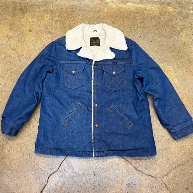 새상품급 90s Made in USA 랭글러 진청 쉐르파 양털 청자켓