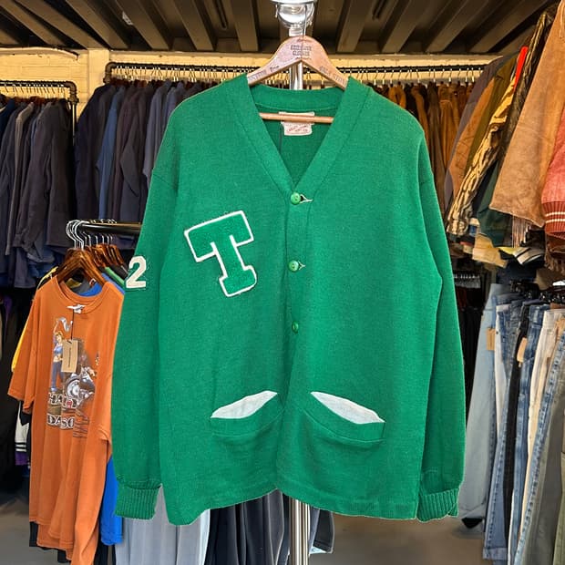 50-60s Virgin Wool 레터맨 가디건 스웨터