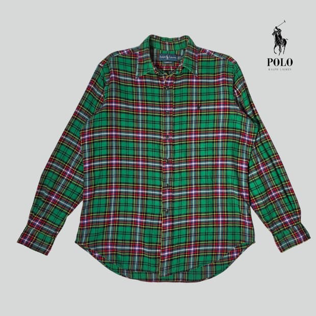 [L]90s 폴로 랄프로렌 타탄체크 클래식핏 셔츠