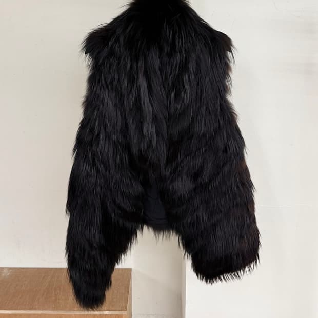 랑방 컬렉션 블랙 폭스퍼 자켓 