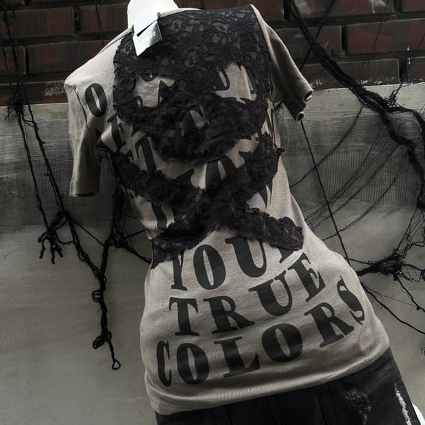 *rare design* 00s JPN 펑크 스컬 레이스 티셔츠
