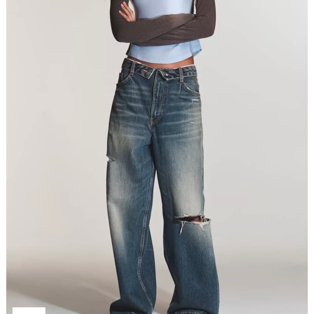 자라 JEANS CINTURA DOBLADA TRF 미드라이즈