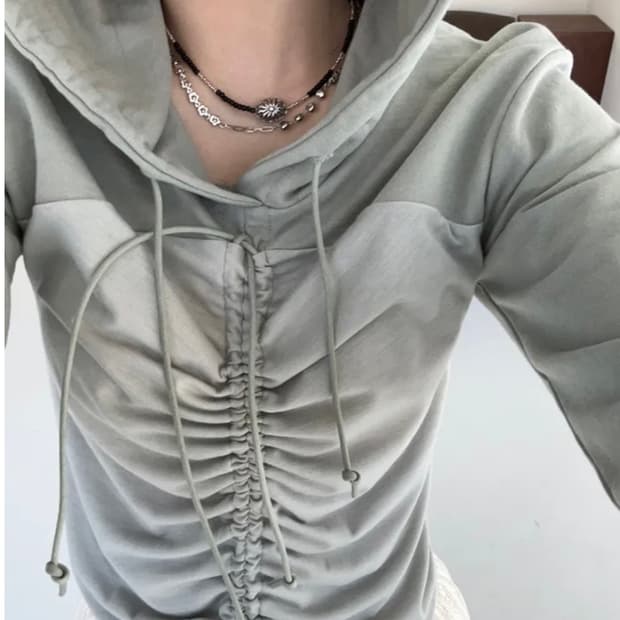 옵텐소 fairy shirring hood t-shirt _ 카키