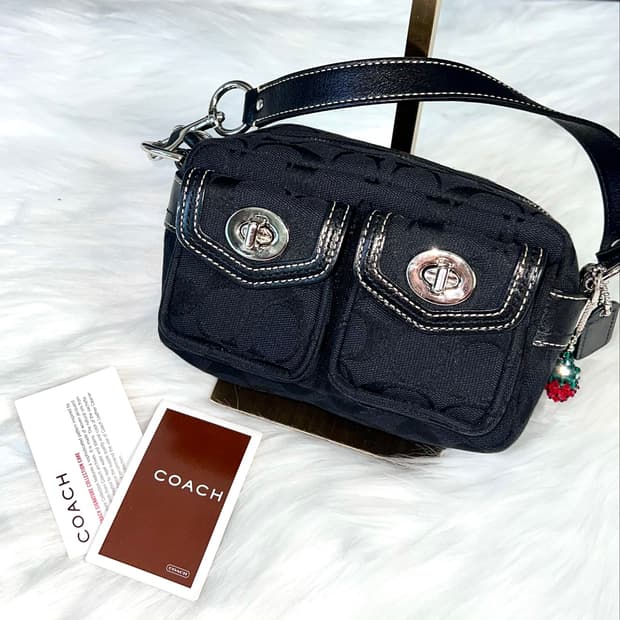 Coach Black Swan Signature Double Pocket