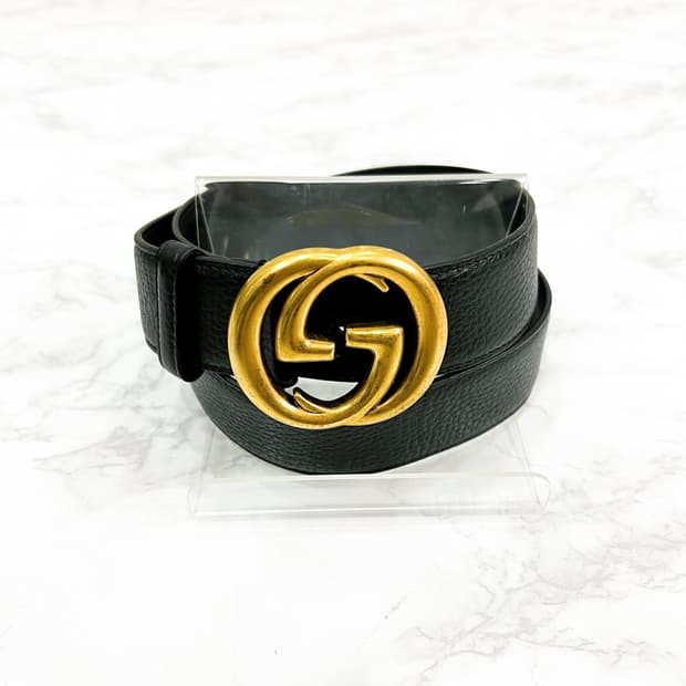 구찌 인터로킹 금장 G버클 벨트