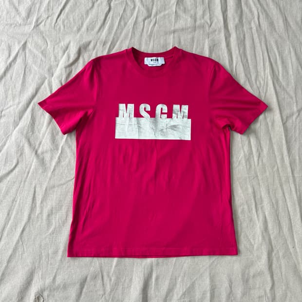 MSGM 실버로고 핑크 반팔 S