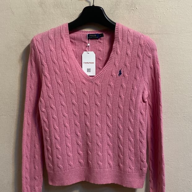폴로 랄프로렌 케이블 브이넥 스웨터