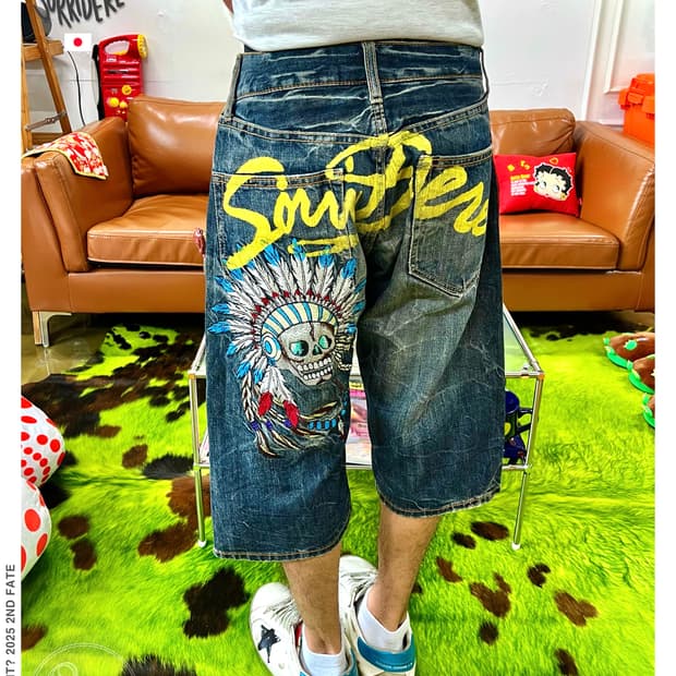 Sorridere Indian Skull Embroidery Shorts