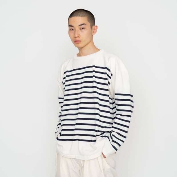 nanamica 나나미카 Paper Knit Stripe Crew 새제품