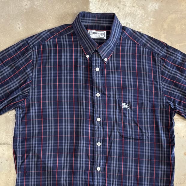 M 버버리 네이비 노바체크 반팔 셔츠