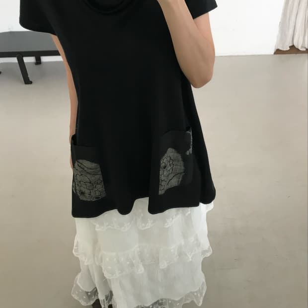 vintage drape high neck pocket top