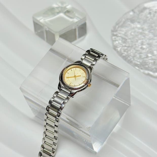 빈티지 YSL 콤비 라운드 스테인리스 스틸 시계