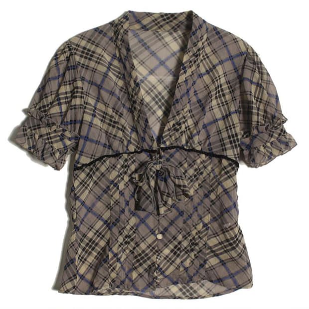 vintage frill check blouse