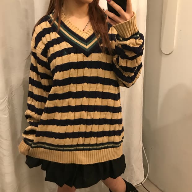 Bean Pole 빈폴 모리걸 스쿨룩 꽈배기 니트