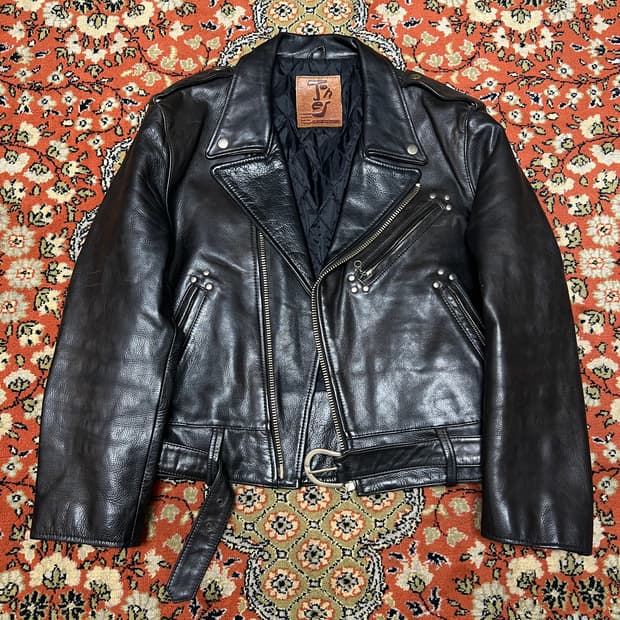 [L] 빈티지 소가죽 더블 라이더 자켓 블랙