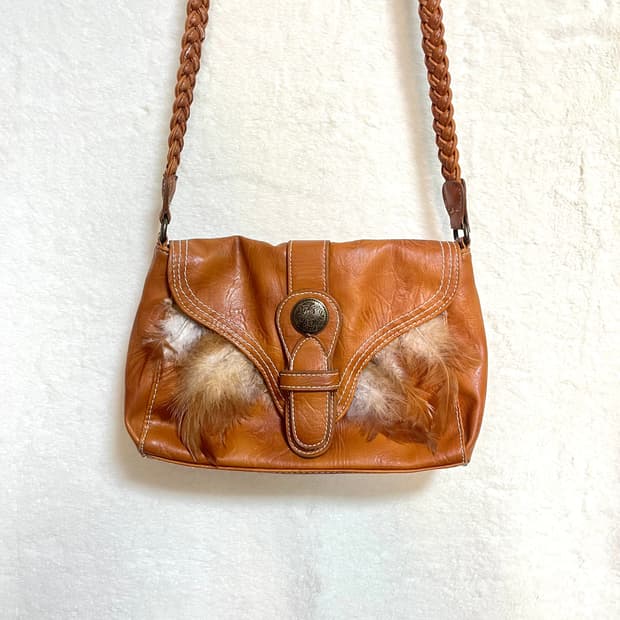 빈티지 히피 모리걸 가죽 크로스백