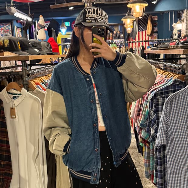 North bay 놀쓰베이 데님 바시티 자켓