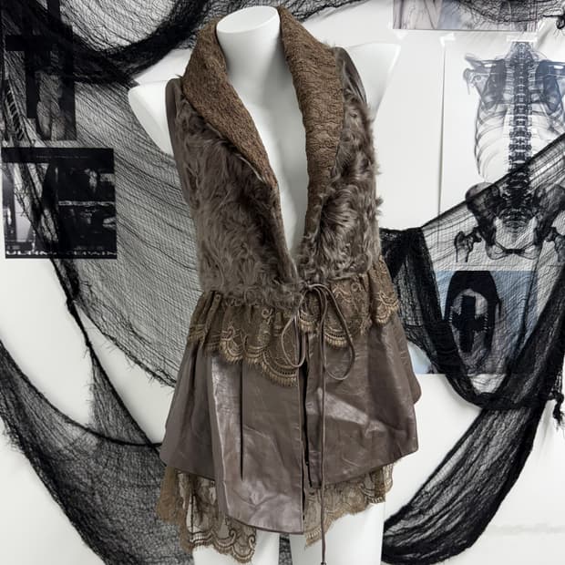 Real leather fur vest