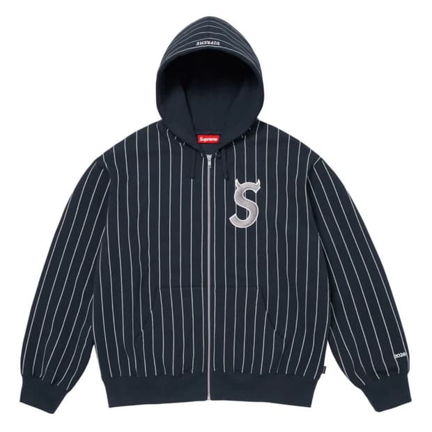 슈프림 데빌 S 로고 집업 후드 스웨트셔츠 스트라이프 - 26SS