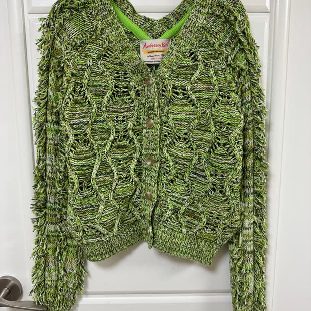 앤더슨벨 프린지 트웨이 가디건 그린 M