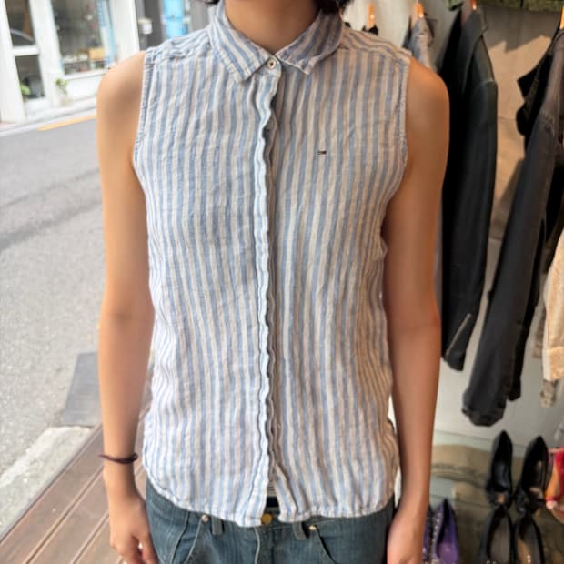 Tommy Hilfiger 슬리브리스 린넨 셔츠 XS