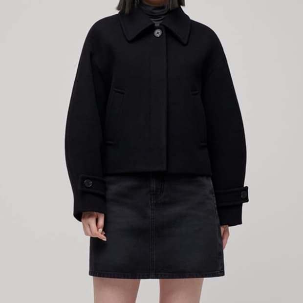 우먼즈 캐시미어 블렌드 쇼트 맥 코트 [블랙]