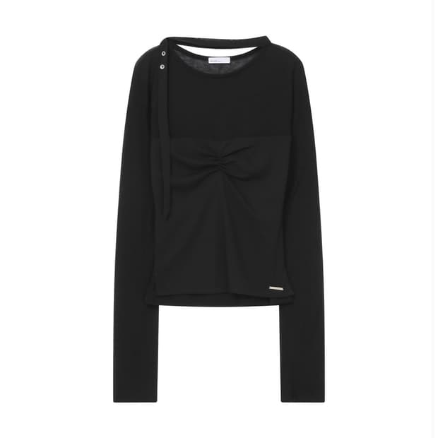 [새상품] 미세키서울 쉬어 스카프 롱슬리브 블랙