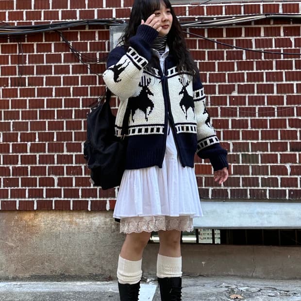 파르티멘토 니트 집업 핀턱원피스 슬립 원피스 코디세트