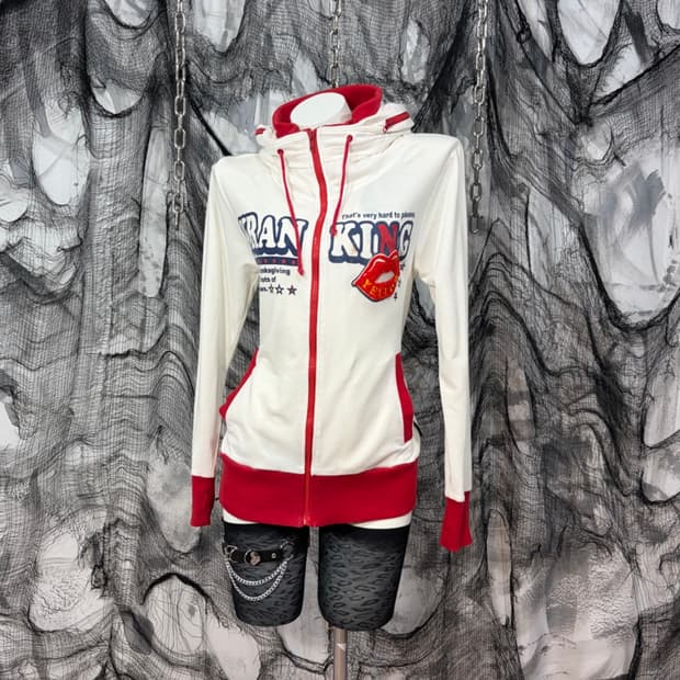 00's Kitsch lettering hickey hoodie zip 
