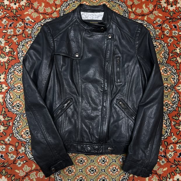 [S] BEANPOLE 여성 빈티지 램스킨 라이더 가죽자켓