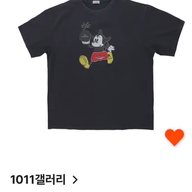1011갤러리 미키 반팔 티셔츠 워시드 차콜