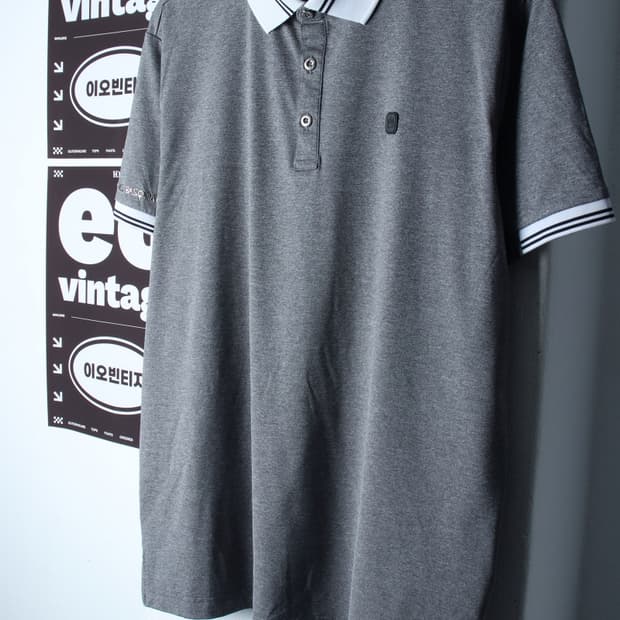 (XL-2XL) 바스키아 반팔 카라 티셔츠 기능성 그레이-H35167