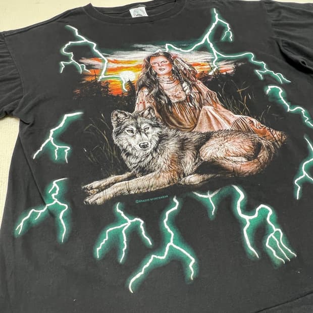 90s USA썬더 인디언 옐로우스톤 티셔츠 XL사이즈