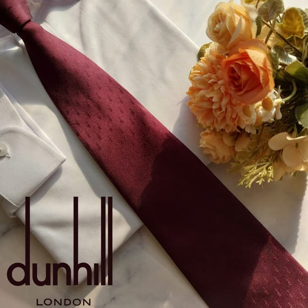 던힐 실크 와인 자카드 로고 넥타이 9.6cm A+등급 K1846
