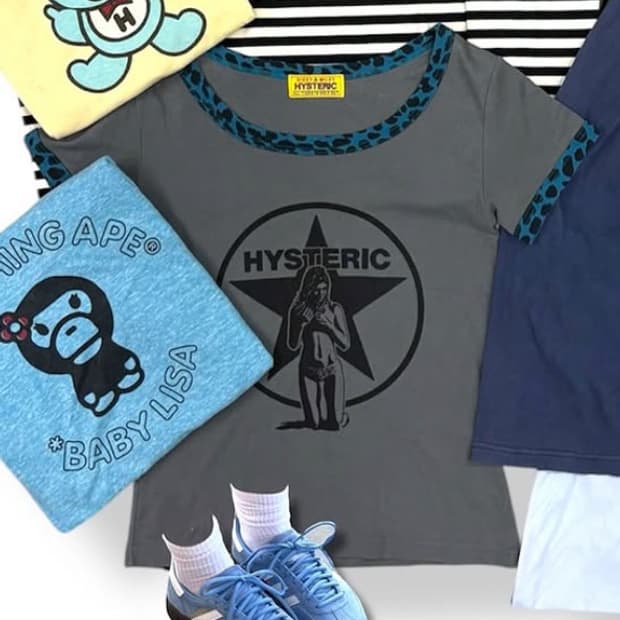 히스테릭글래머 아카이브 스타 반팔 그레이