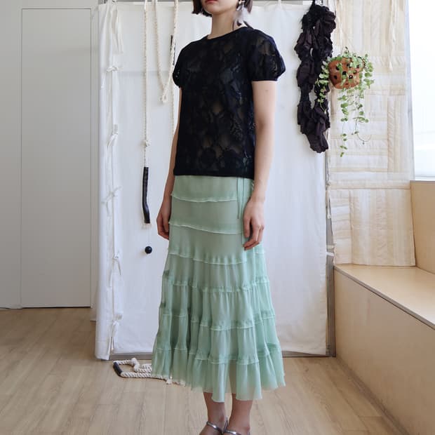 nora shimmering skirt glossy mint
