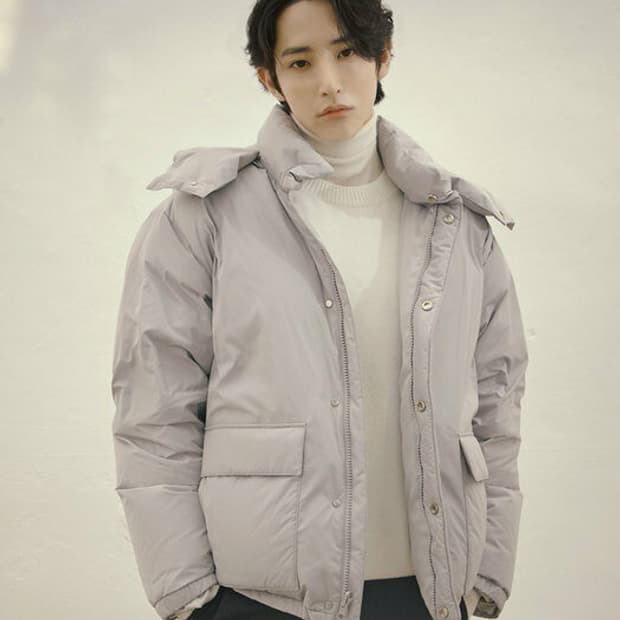 더니트컴퍼니 미니멀 숏 구스다운 웜그레이 S