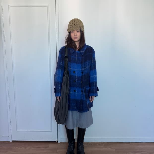 버튼 니트 비니