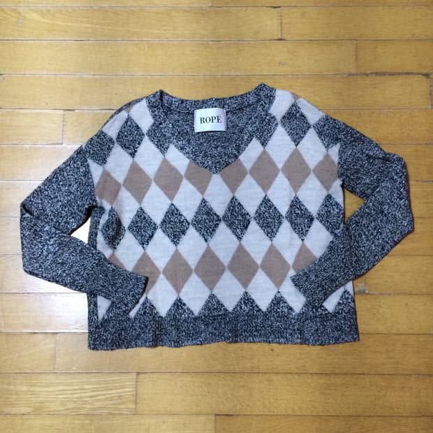 일본빈티지 Rope 올드스쿨아메카지할메카지 아가일 니트스웨터
