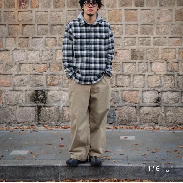 엔와이피 Multi Check Hoodie Shirt (black) 