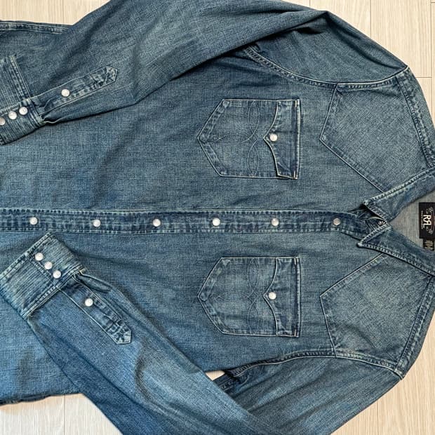RRL 슬림핏 데님 웨스턴 셔츠