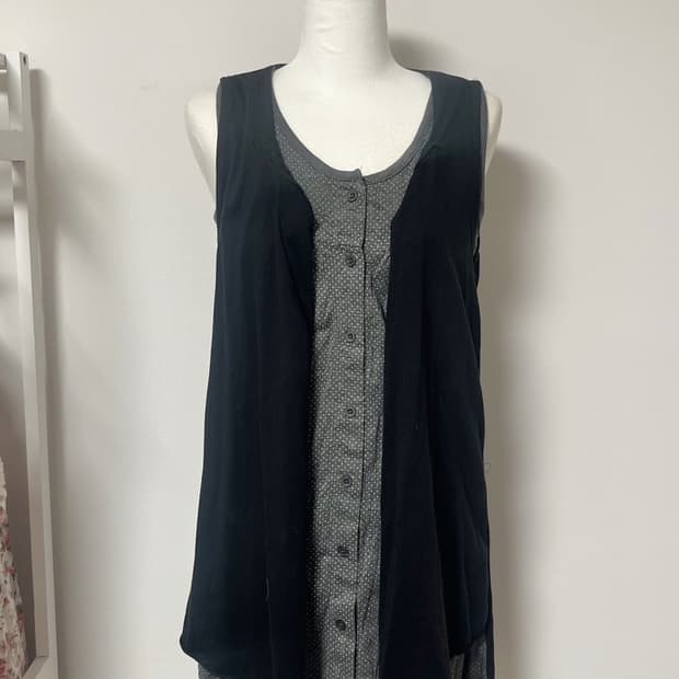 대장 모리걸 일본빈티지 그레이 도트 블랙 바선생